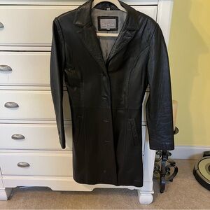 Ellen Tracy Black Leather Trench Coat